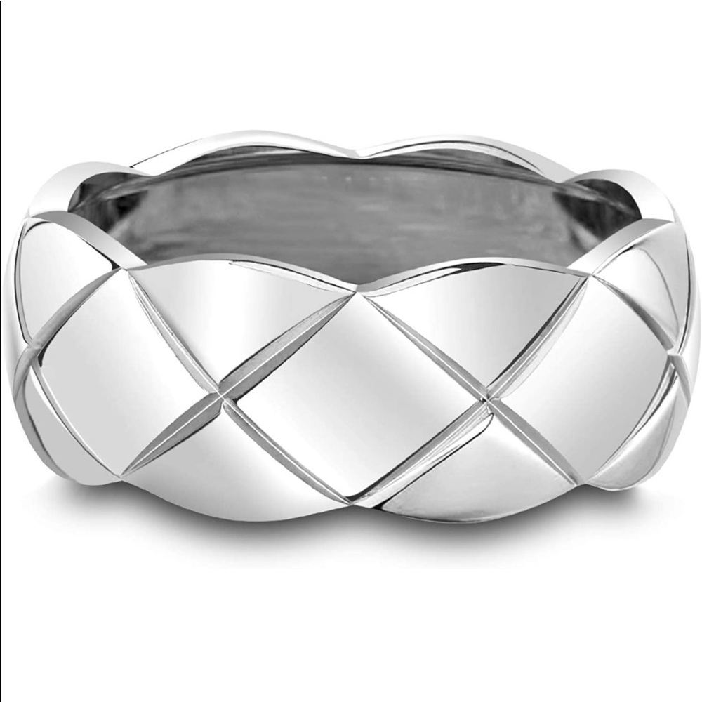(Size 5) White Gold Plated Statement Ring